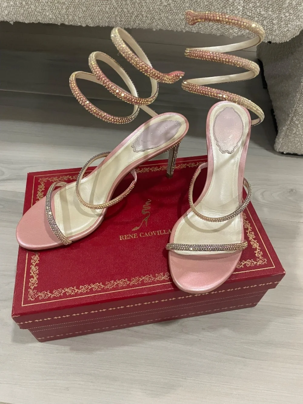 Rene Caovilla Pink Crystal Sandal